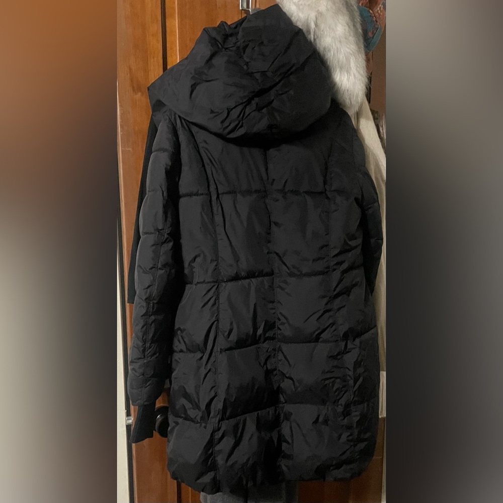 French Connection Black Mid length Women's Puffer Coat with Hood - Picture 6 of 14